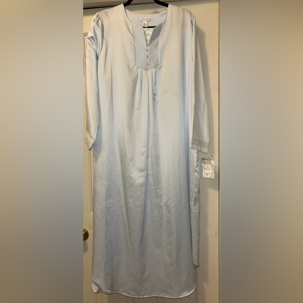 NWT Carole Hochman Luxury Sleep Brush Back Cotton Nightgown Women’s Large Blue